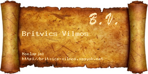 Britvics Vilmos névjegykártya